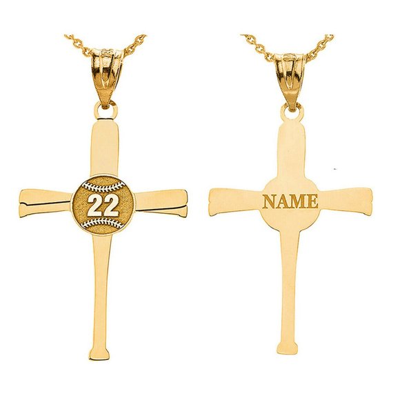 Element Shine Jewelry Personalized Number Name Solid Gold Baseball
